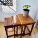 Ensemble de tables d'appoint ou tables gigognes vintage, 3 pièces, motif bois incrusté