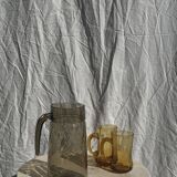 Vintage striated smoked glass carafe