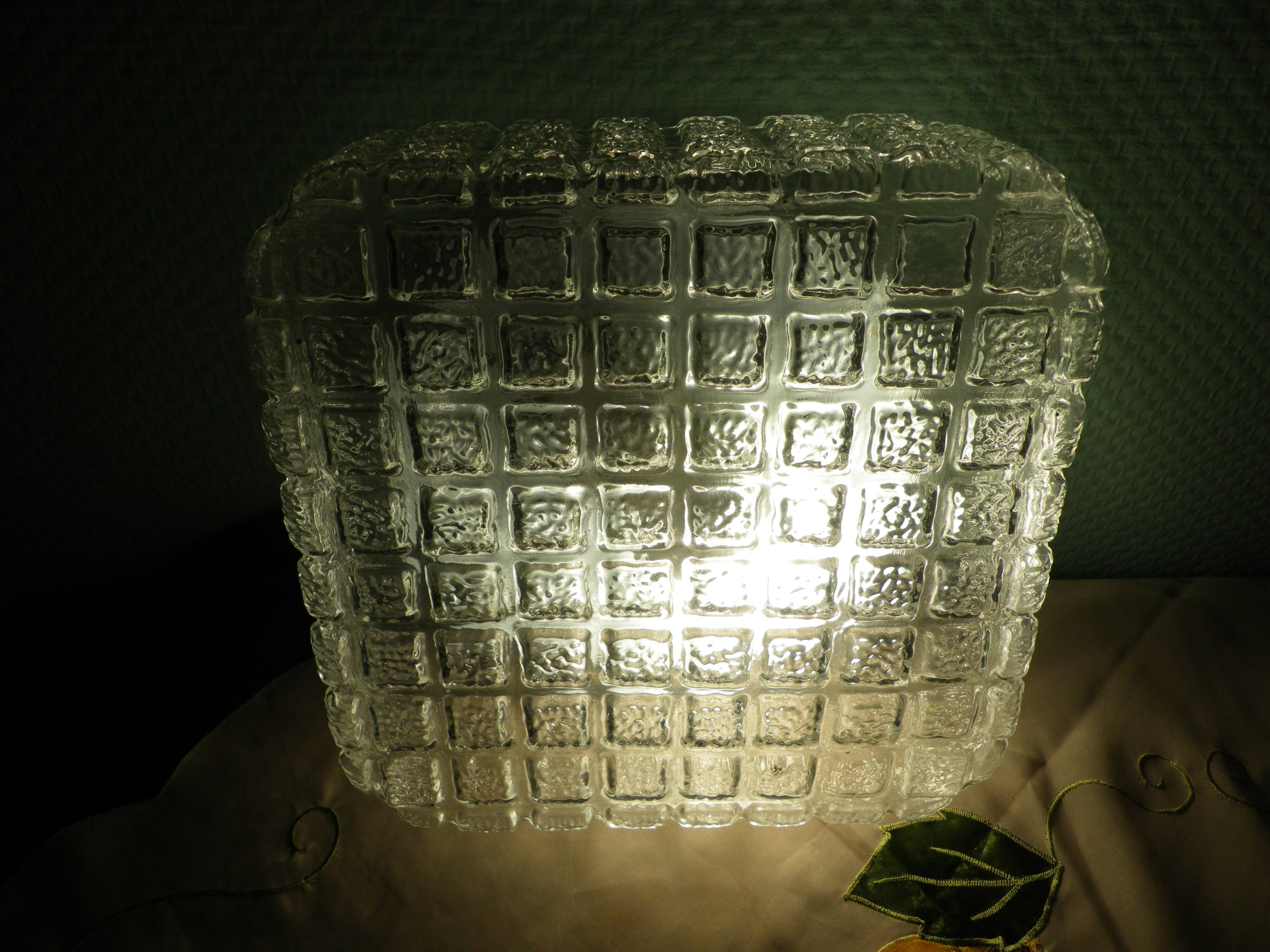 Pressed glass ceiling light, porcelain socket
