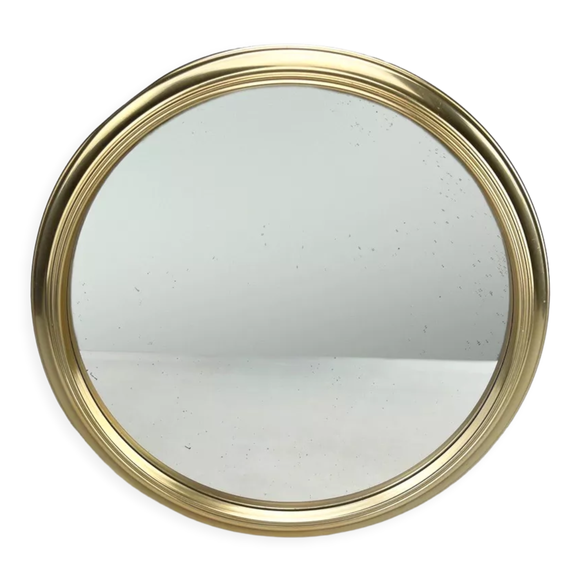 Vintage round brass mirror, 32 cm
