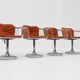 Set of 4 vintage chrome swivel dining room chairs 1970s