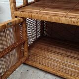 Vintage rattan buffet with wheels
