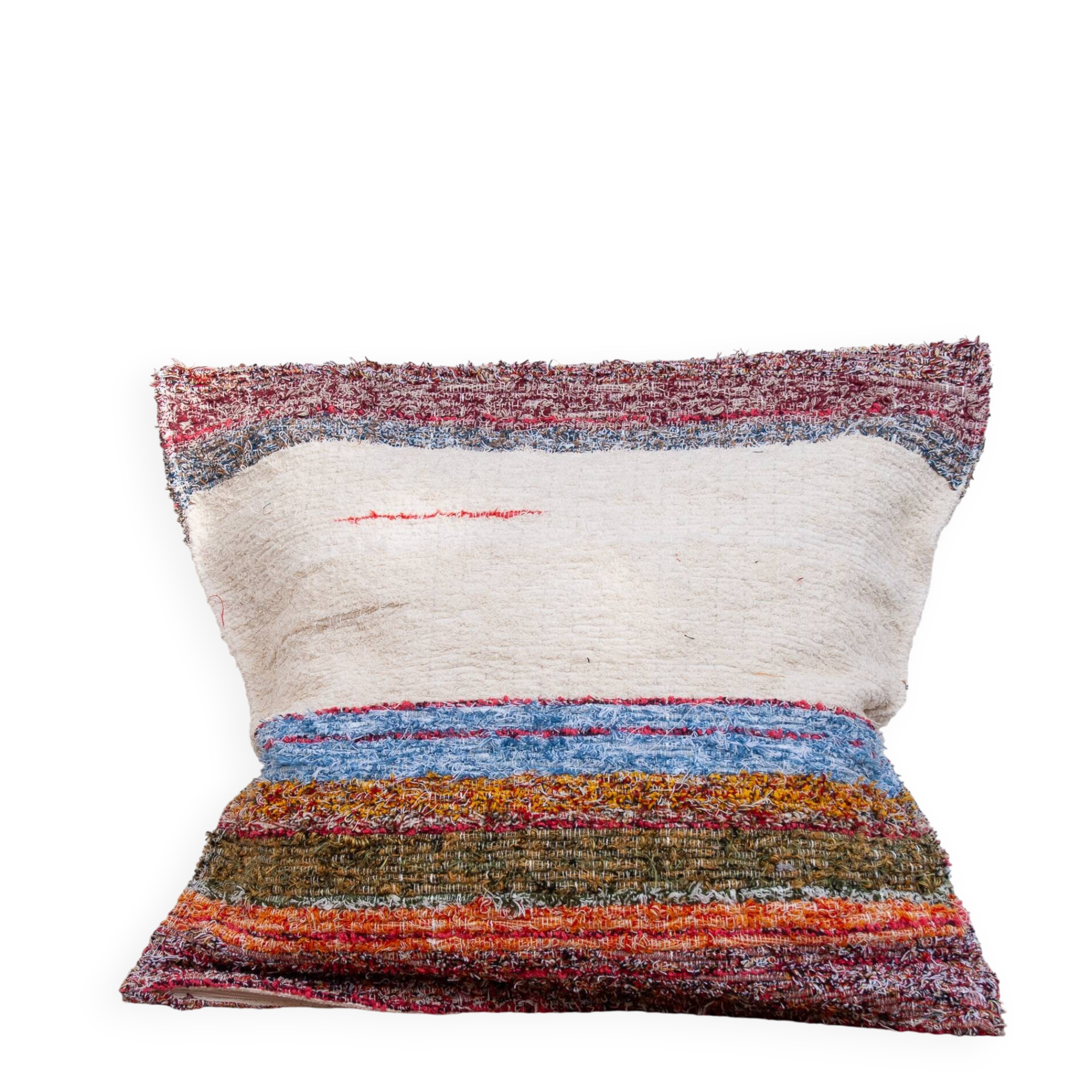 Housse de coussin artisanale en coton recyclé tissé main