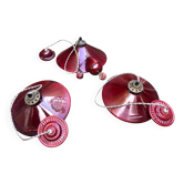 Set of 3 red ceramic pendants, brand Terre d'Hautaniboul.