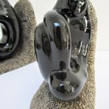 Pair of sculptural ceramic bookends design 70s