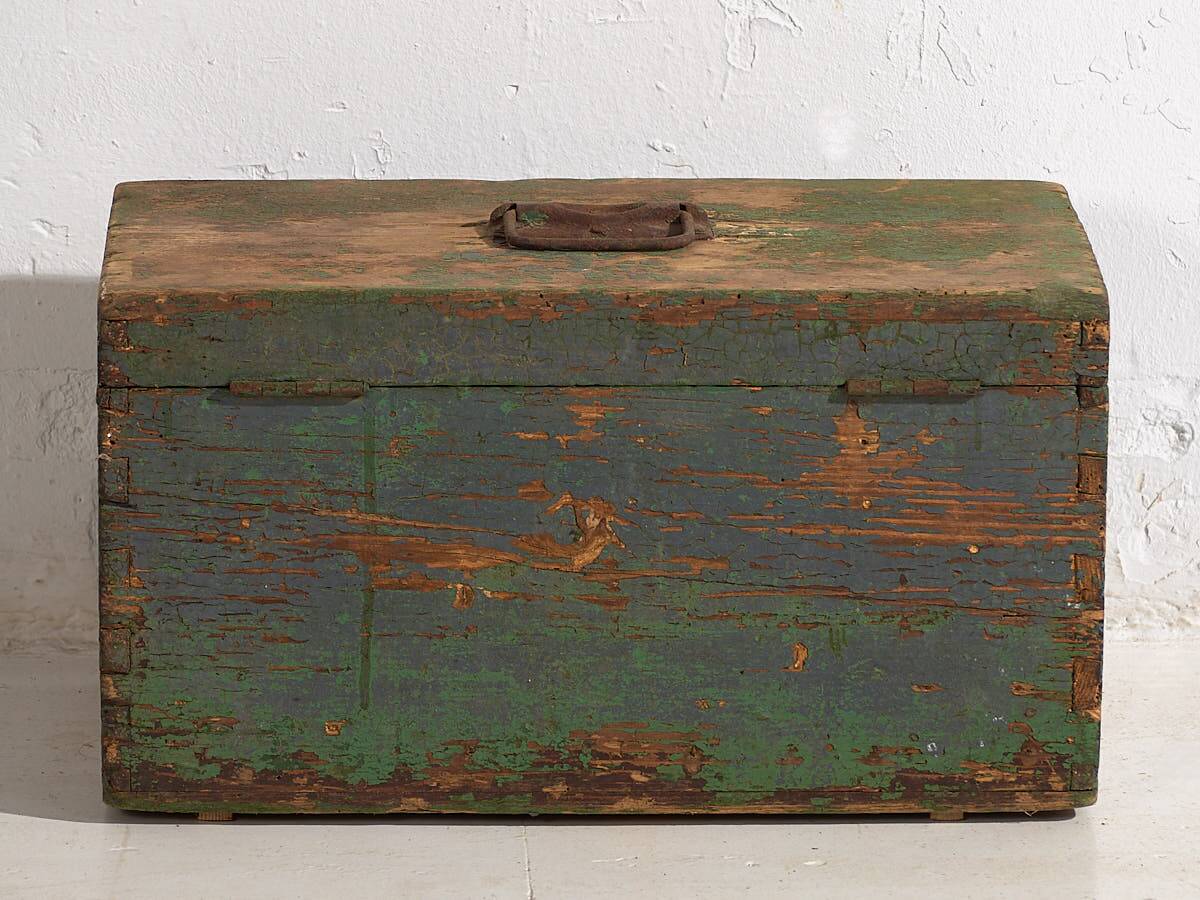 Antique military chest with green patina (c.1910) #67