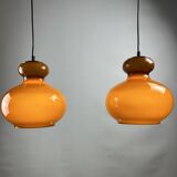 Brown glass pendant light 'AH 1' by Peill et Putzler