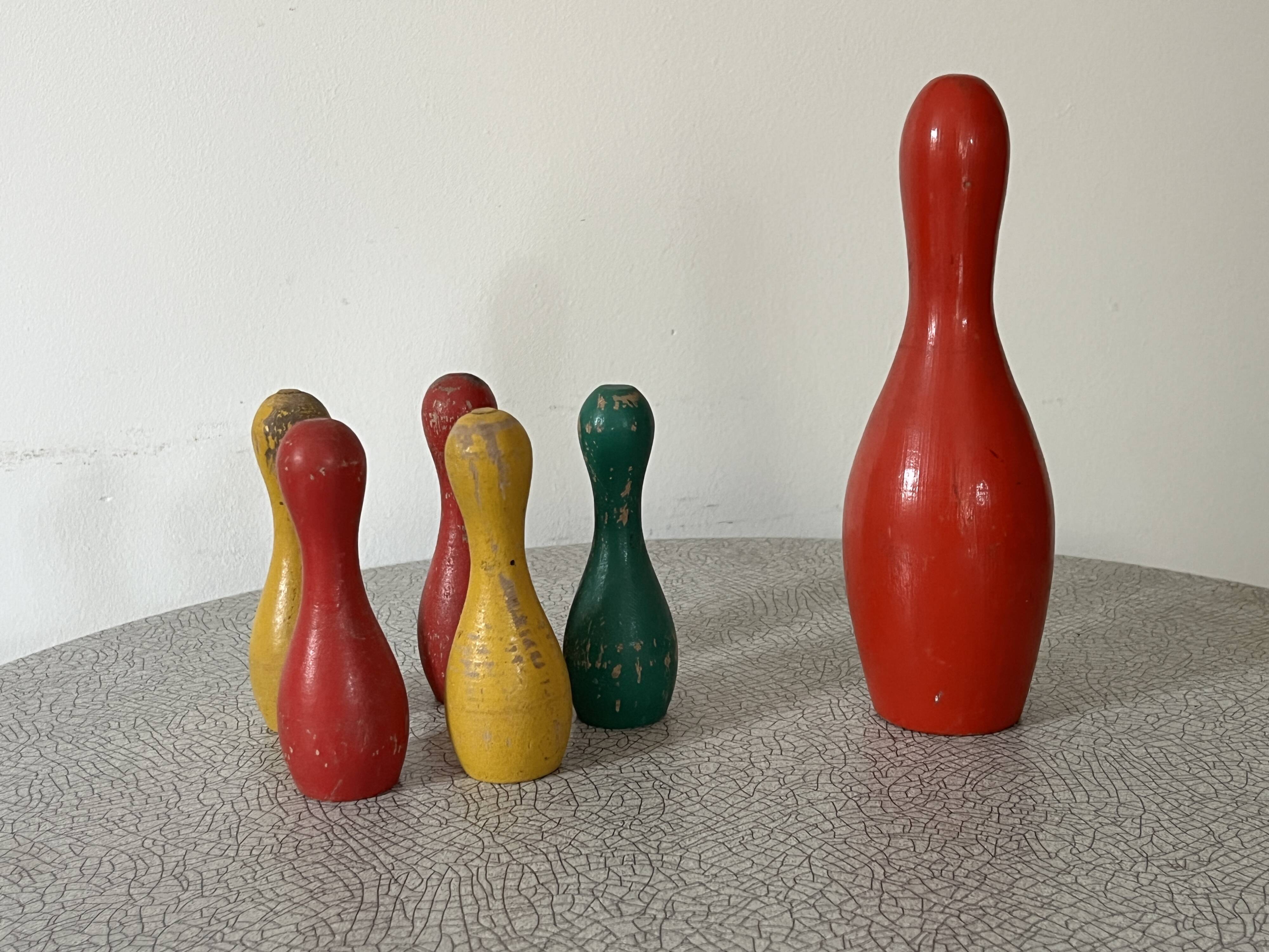 Set of old wooden bowling alleys