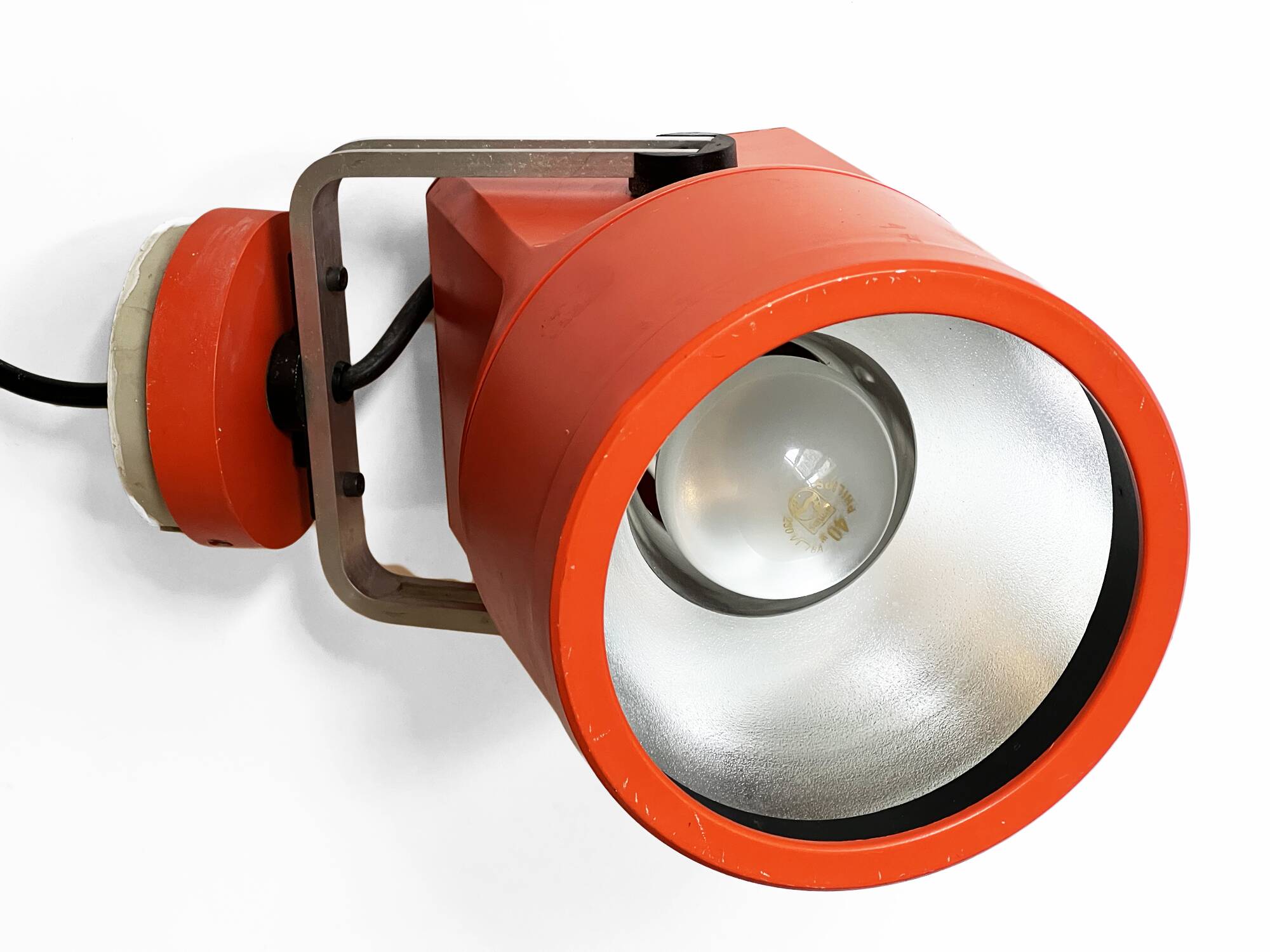 Orange spotlight "Unispot" by Bent Boysen for Louis Poulsen. Denmark 1970s