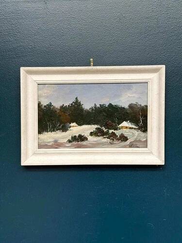 Original Swedish Oil on Panel “Winter Landscape” Vintage & Framed