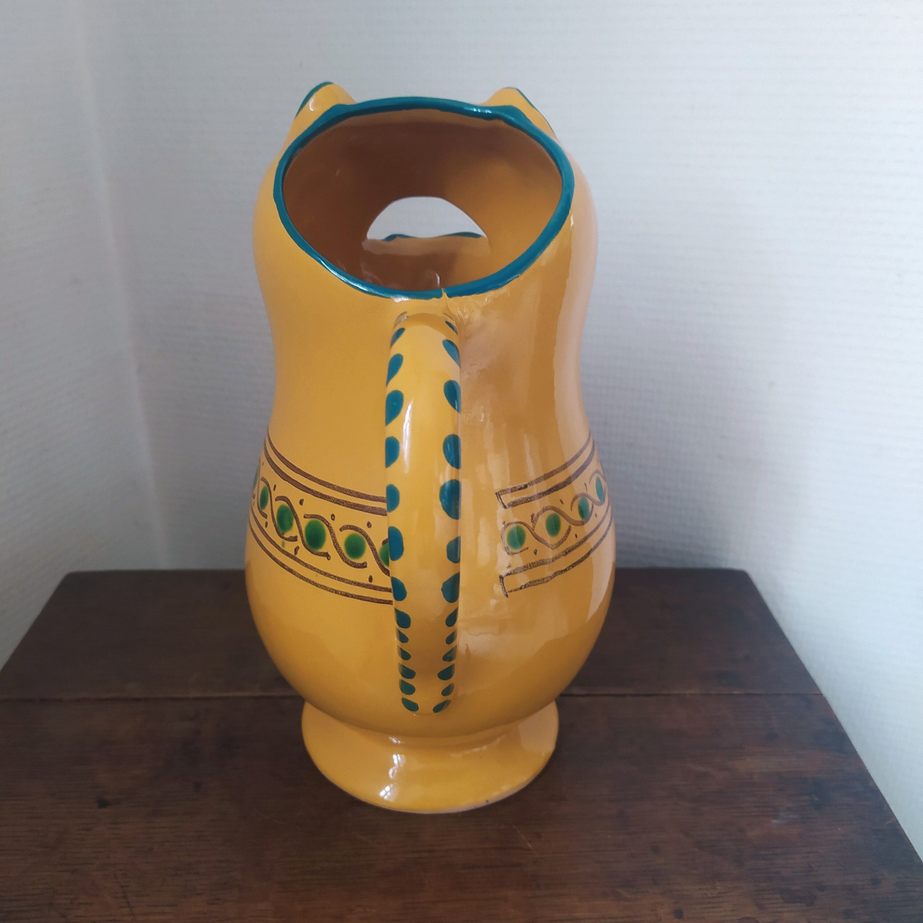 Provencal ceramic pitcher cat-shaped