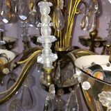 Chandelier in glass and brass 1960