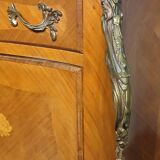 Rosewood secretary desk with flowers - marble top