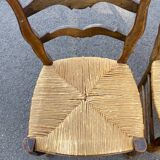 4 wooden country straw chairs