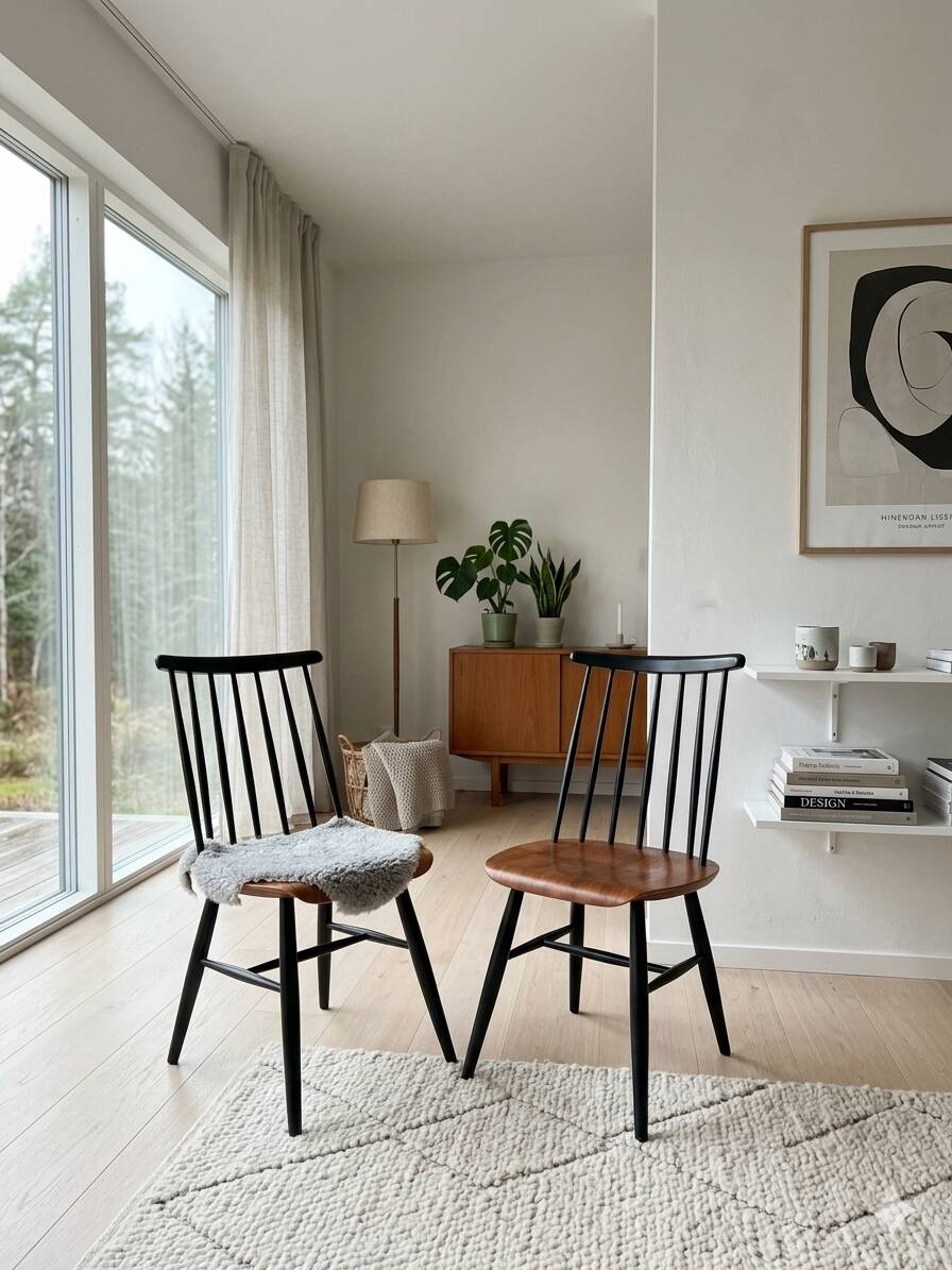 Pair of Scandinavian chairs Fanett by Ilmari Tapiovaara, 1960s