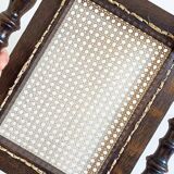 Antique Belle Epoque Oak Wood and Cane Footstool/ Occasional Table, late 19th-C