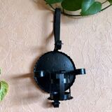 Medieval style handmade wall or table candle holder in black wrought iron