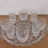 Presentation service 8 glasses and its Bohemian Cristal style dish