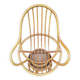 Fauteuil pivotant vintage en rotin