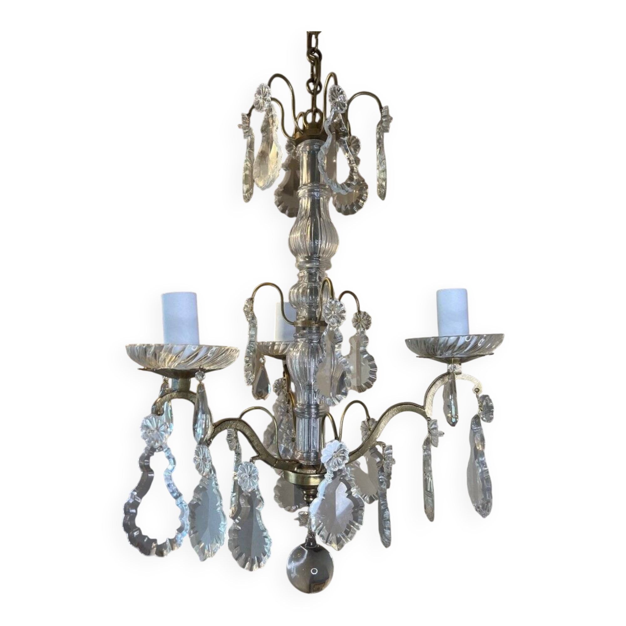 Small chandelier in bronze and crystal