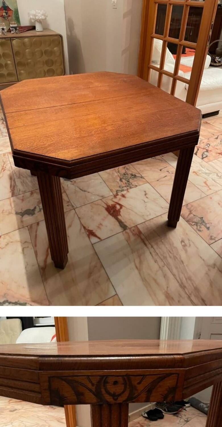 Solid wood art deco table, with extensions