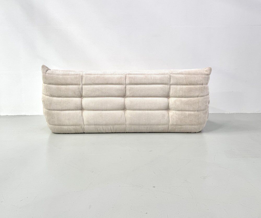 Togo sofa in beige corduroy attributed to Michel Ducaroy for Ligne Roset