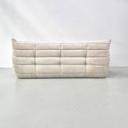 Togo sofa in beige corduroy attributed to Michel Ducaroy for Ligne Roset