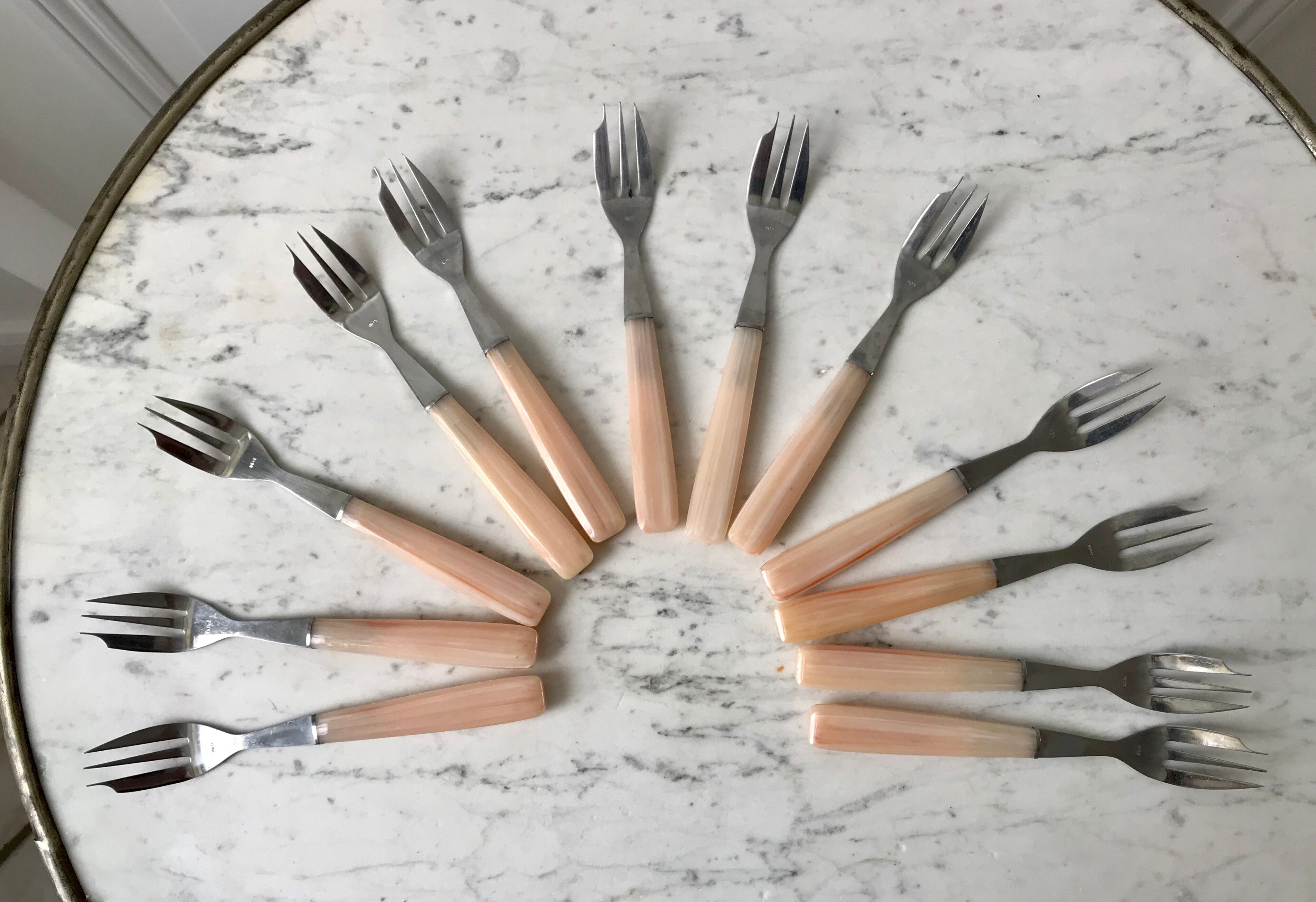 Set of 12 dessert forks in Bakelite 60s-70s