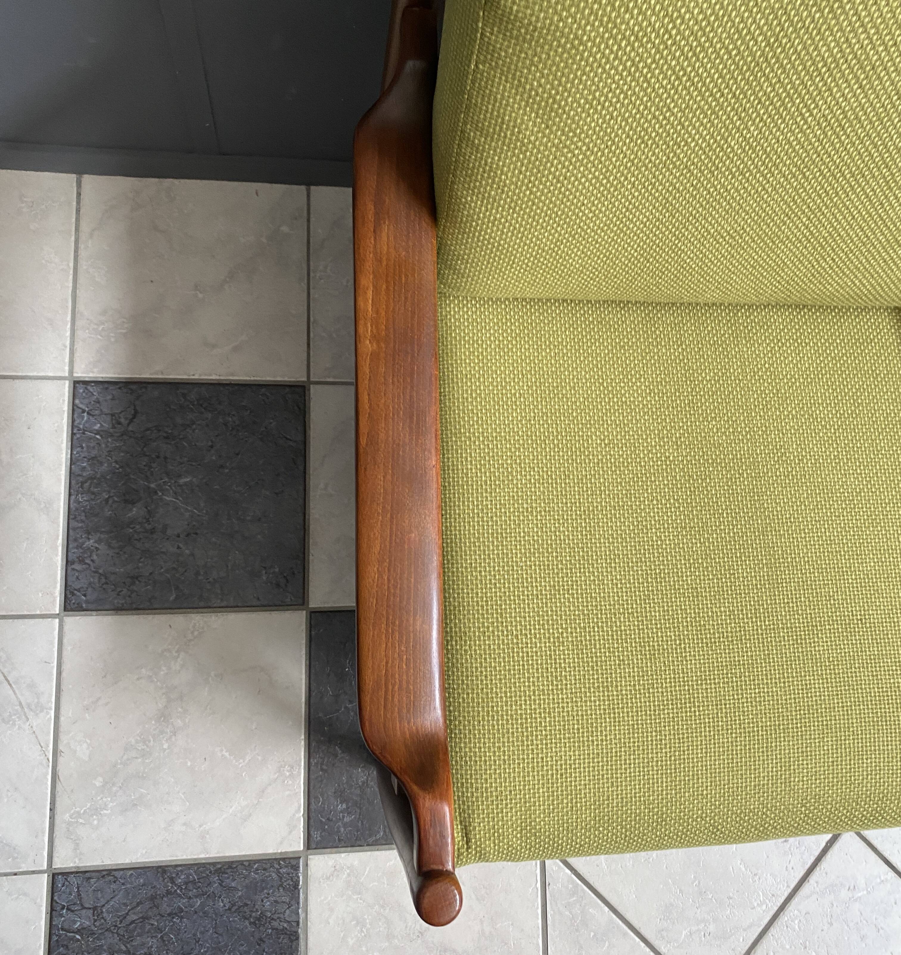 Yellow fabric and wood relax chair 1960s