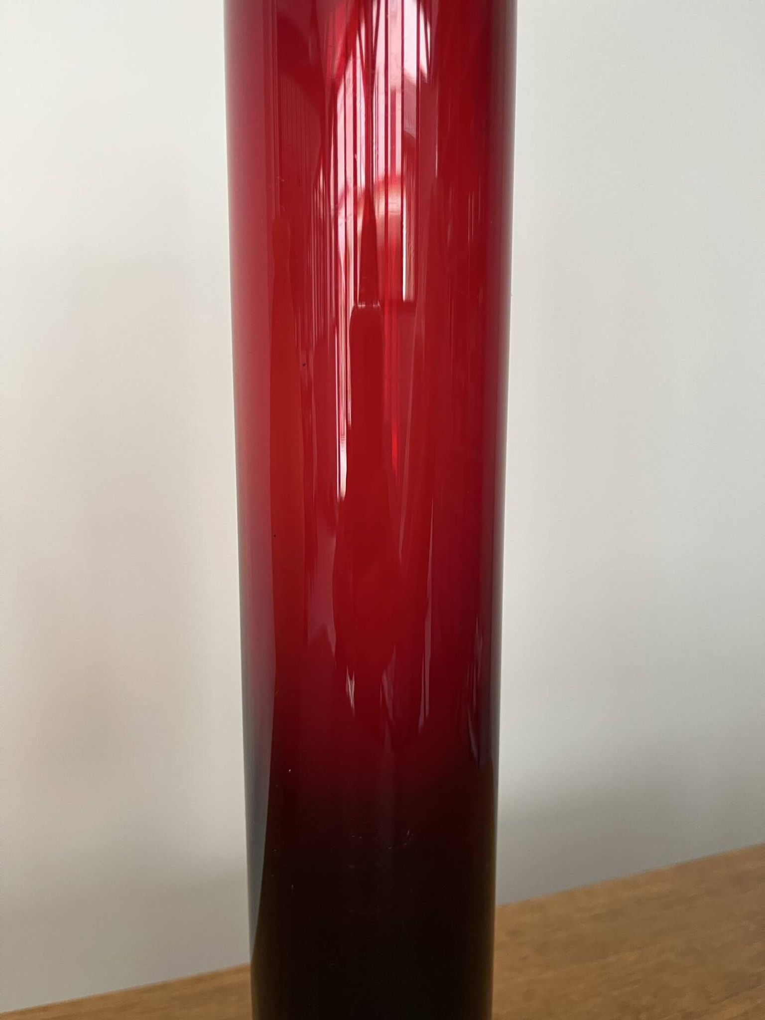 Large contemporary ruby red glass vase