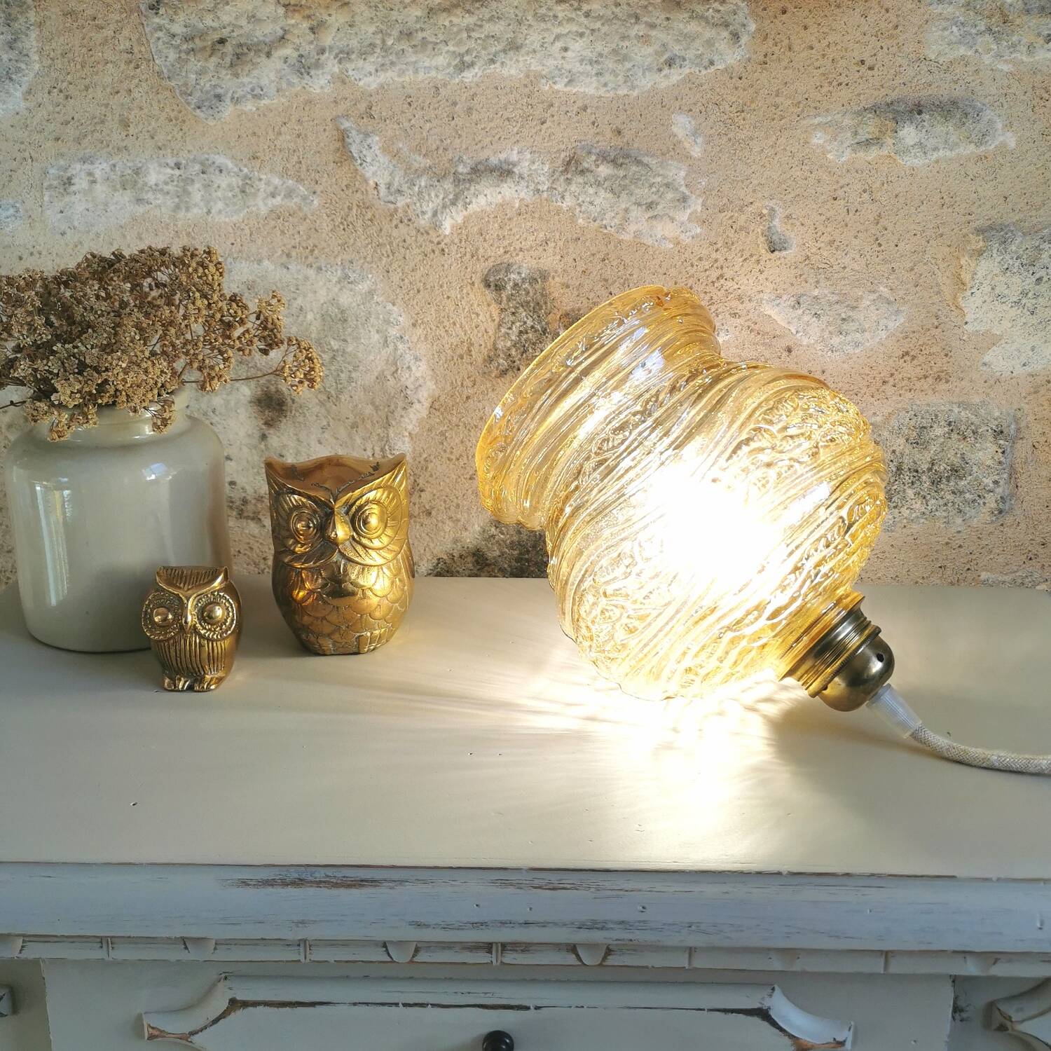 Vintage 60s portable lamp, linen cable.