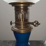 Old large ceramic lamp cracked globe + glass tube H 59 cm TBE