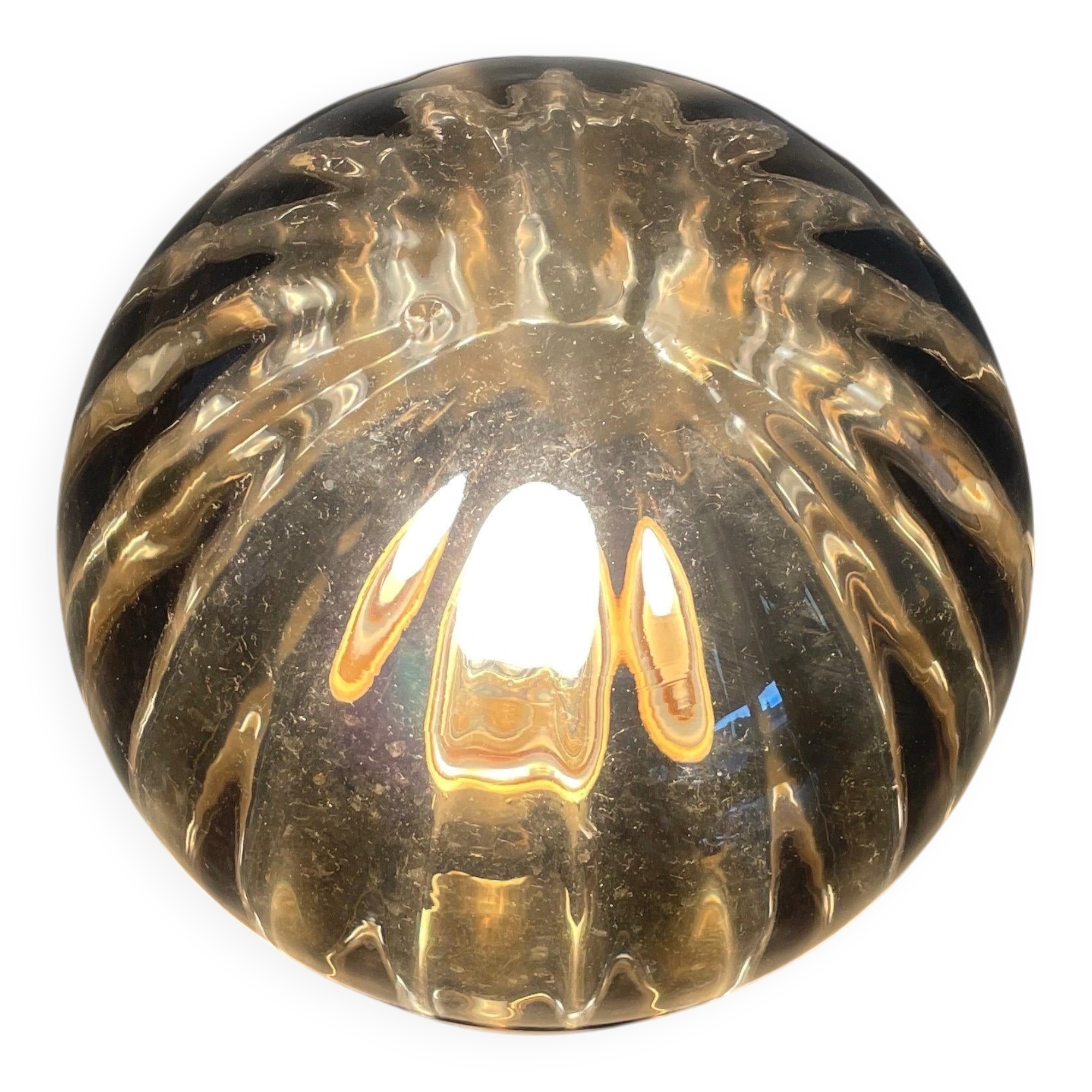 Flush-mounted lamp in chrome and smoked glass by N Leuchten, 1960s, Germany.