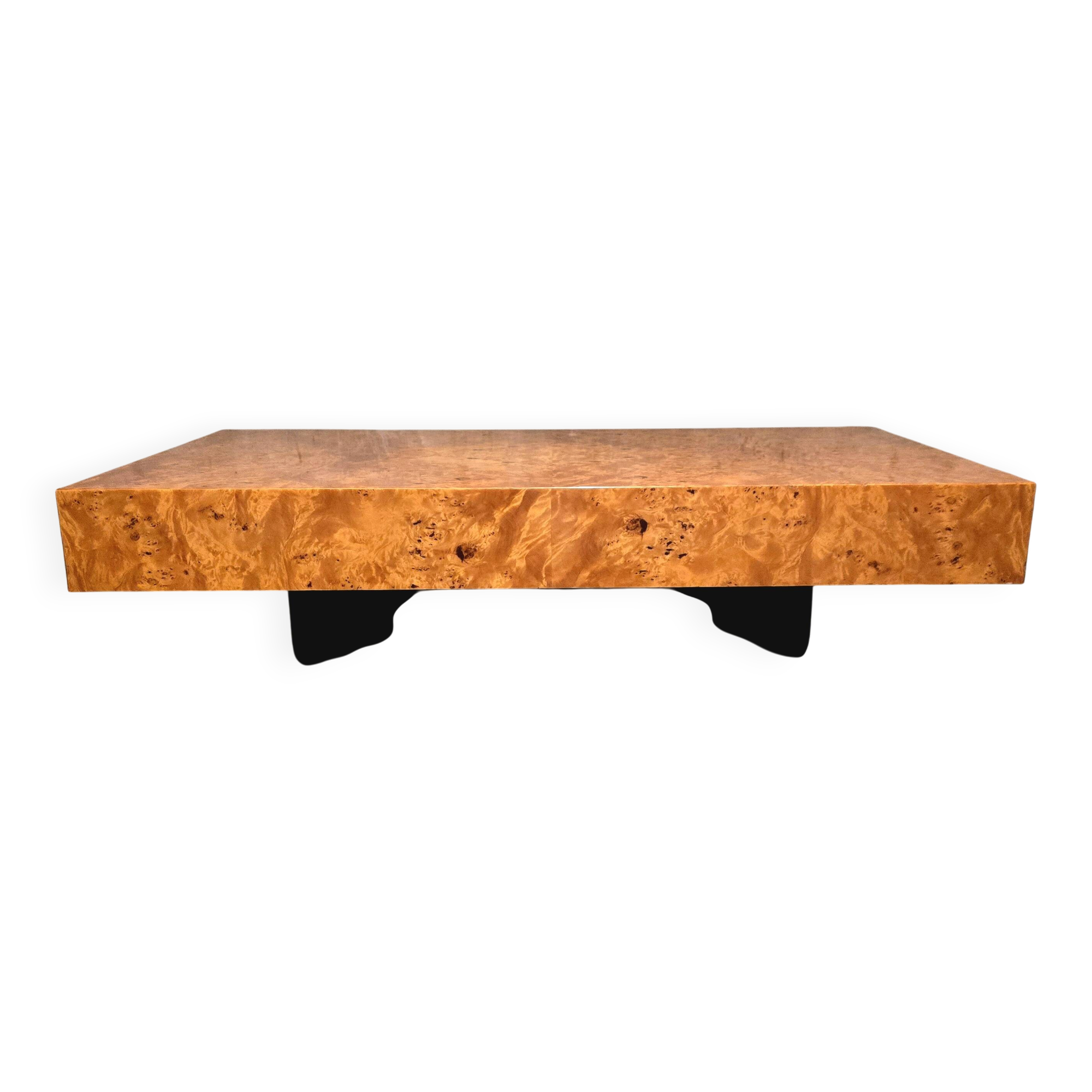 Jean-Claude Mahey coffee table for Roche Bobois, elm burl veneer, has