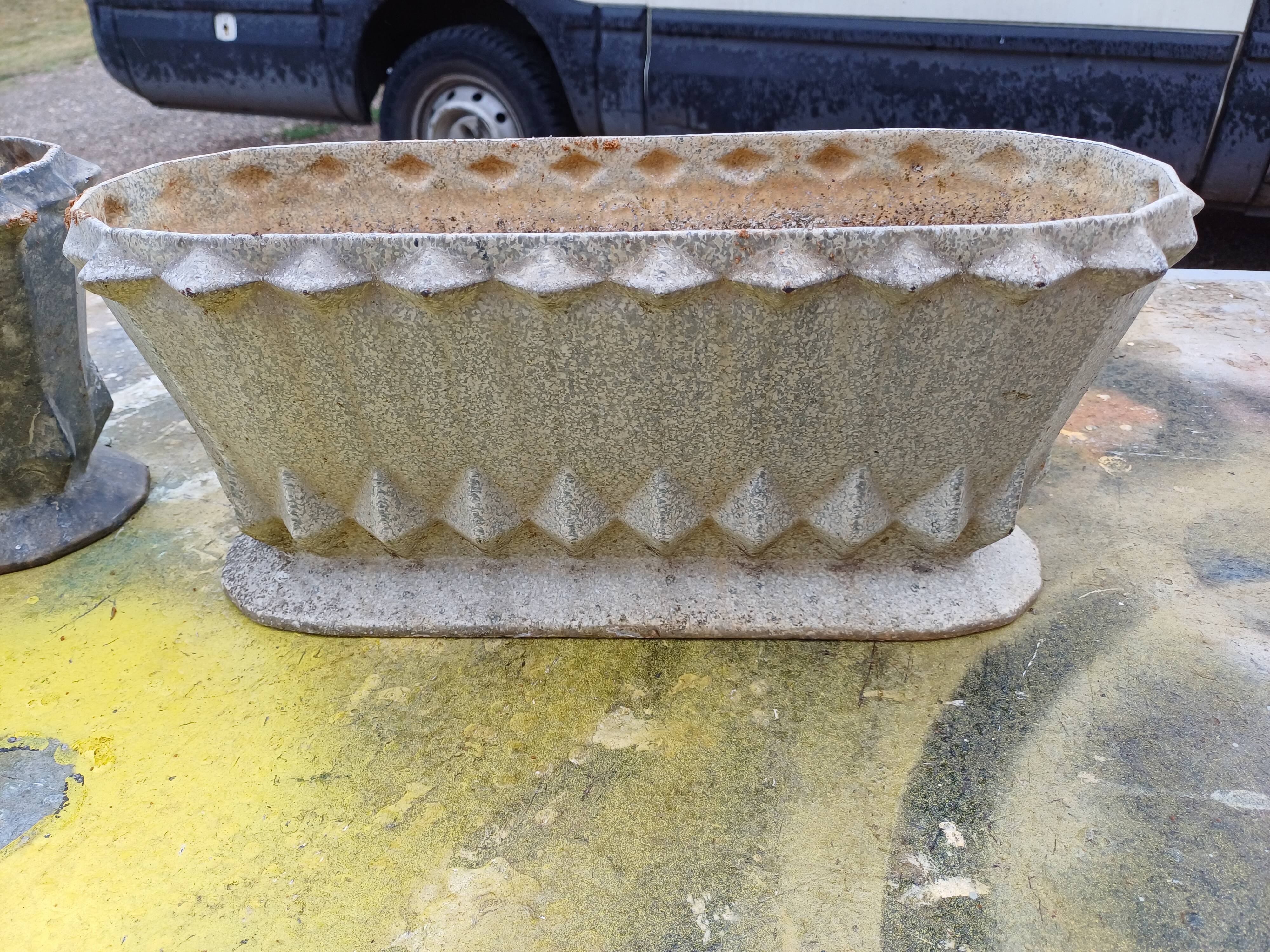 Pair of enamelled cast iron planters from 1900 from Charleville-Mézières