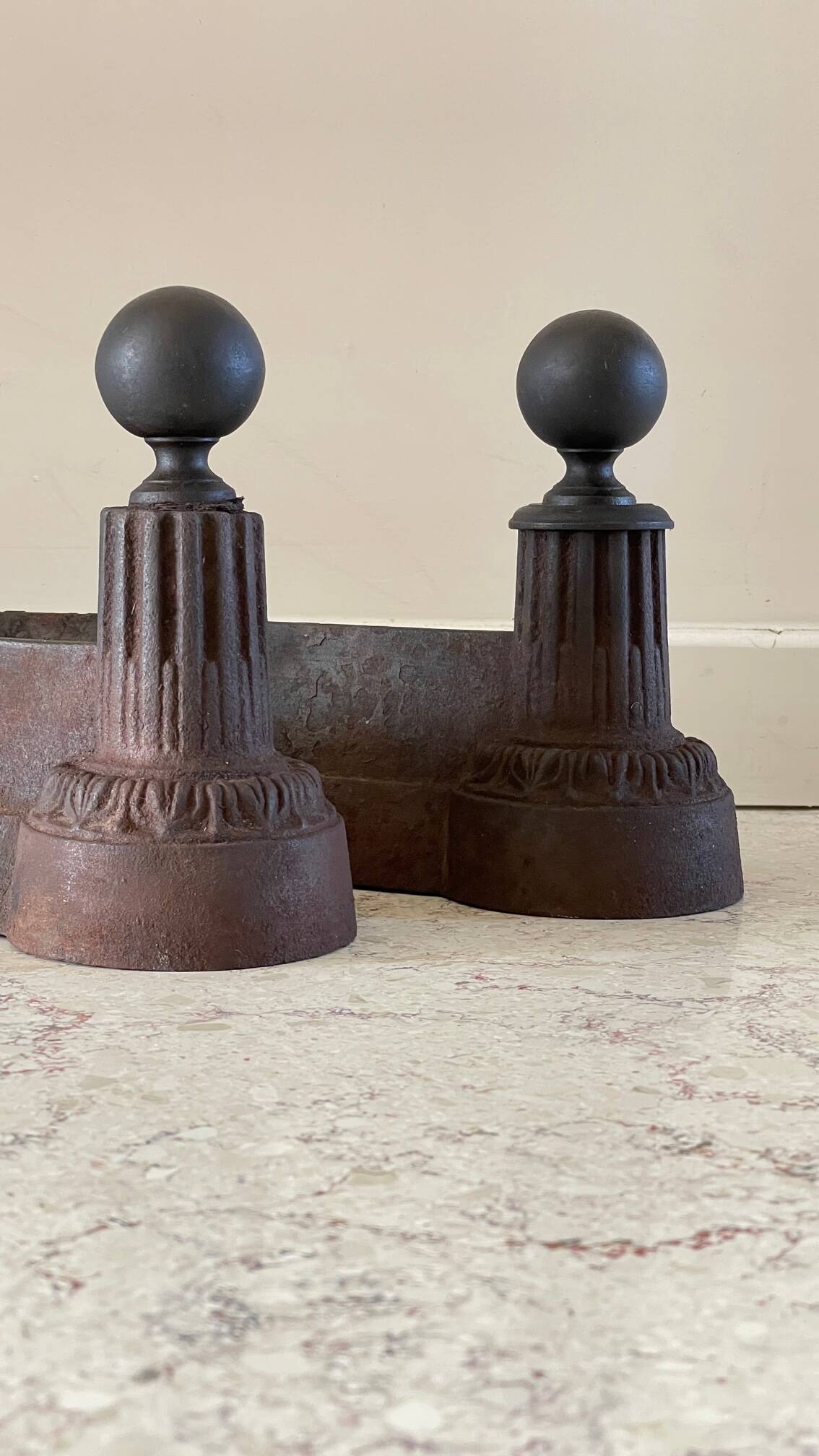 Pair of old vintage steel andirons