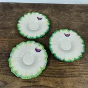Set of 3 antique Lunéville butterfly saucers / saucers in barbotine.