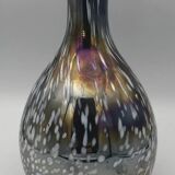 Vintage vase, modernist design, brown with white speckled chrome highlights 25 cm