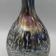 Vase vintage, design moderniste, brun reflets chrome tacheté blanc 25 cm