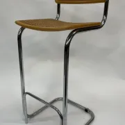 Vintage bar stool 80's Design Cesca style chrome and webbing