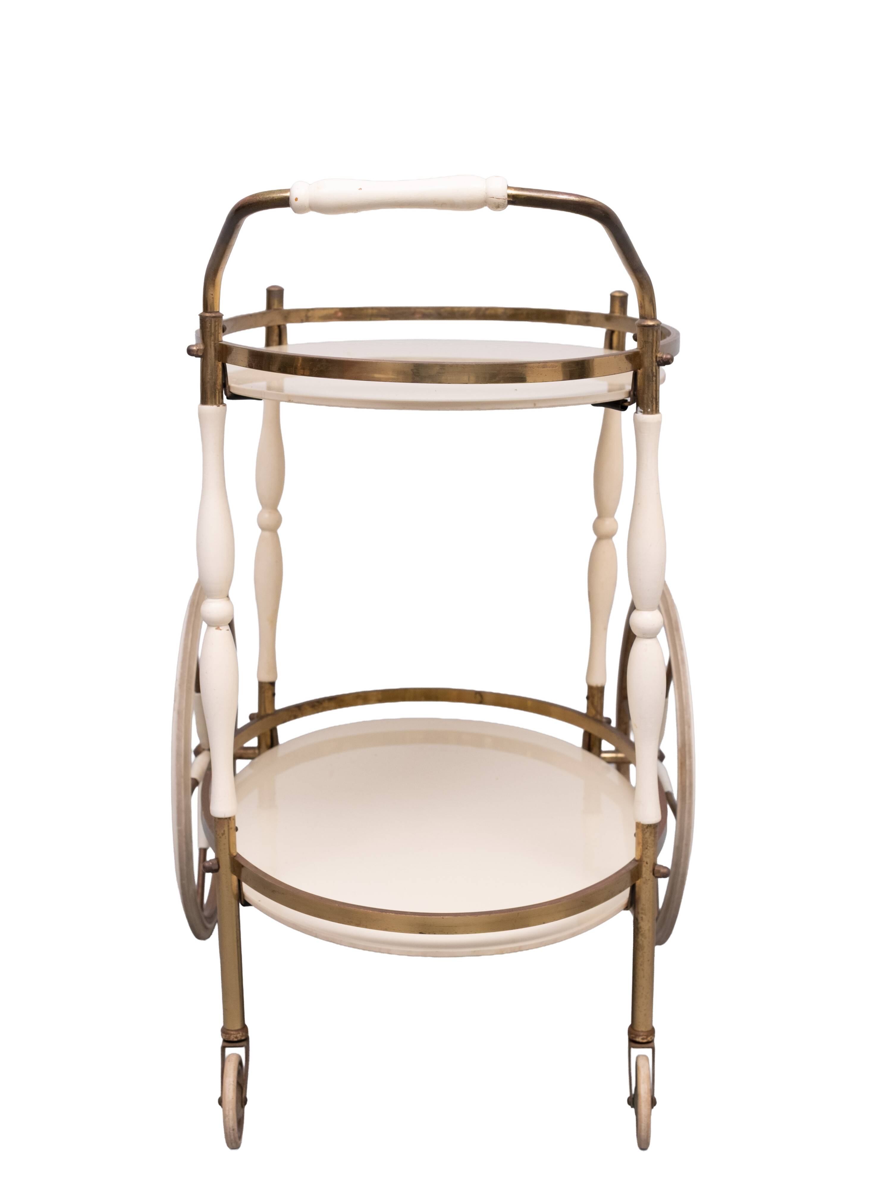 Oval shaped glass tops serving trolley Italy 1950s