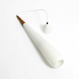 Rare Uno & Östen Kristiansson pendant lamp in opal glass and teak | Made by