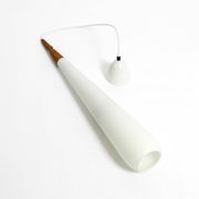 Rare Uno & Östen Kristiansson pendant lamp in opal glass and teak | Made by