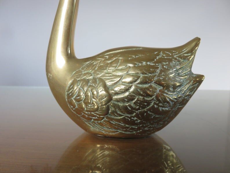 Golden brass swan 70s