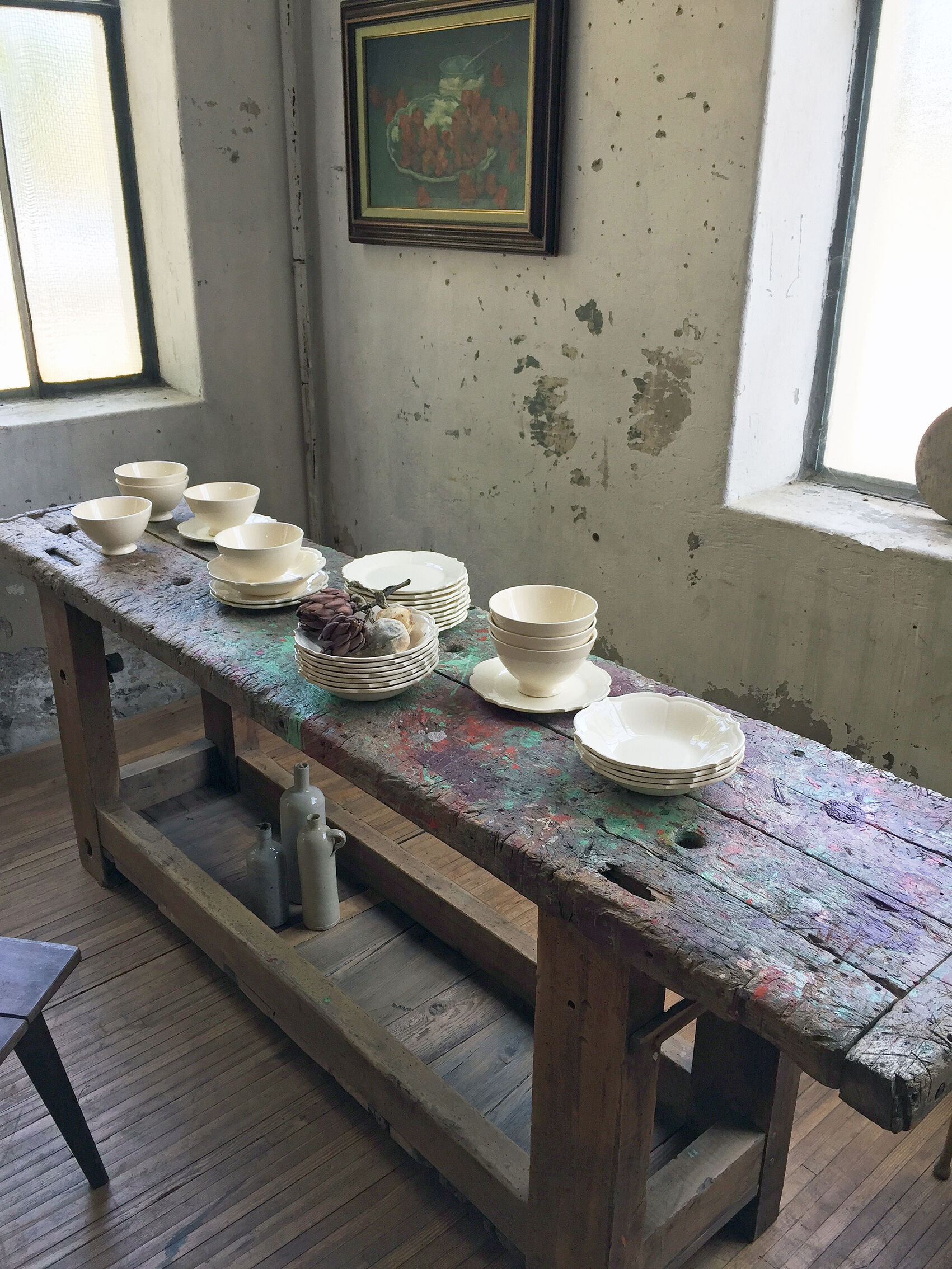 Service 32 assiettes et bols céramique blanche