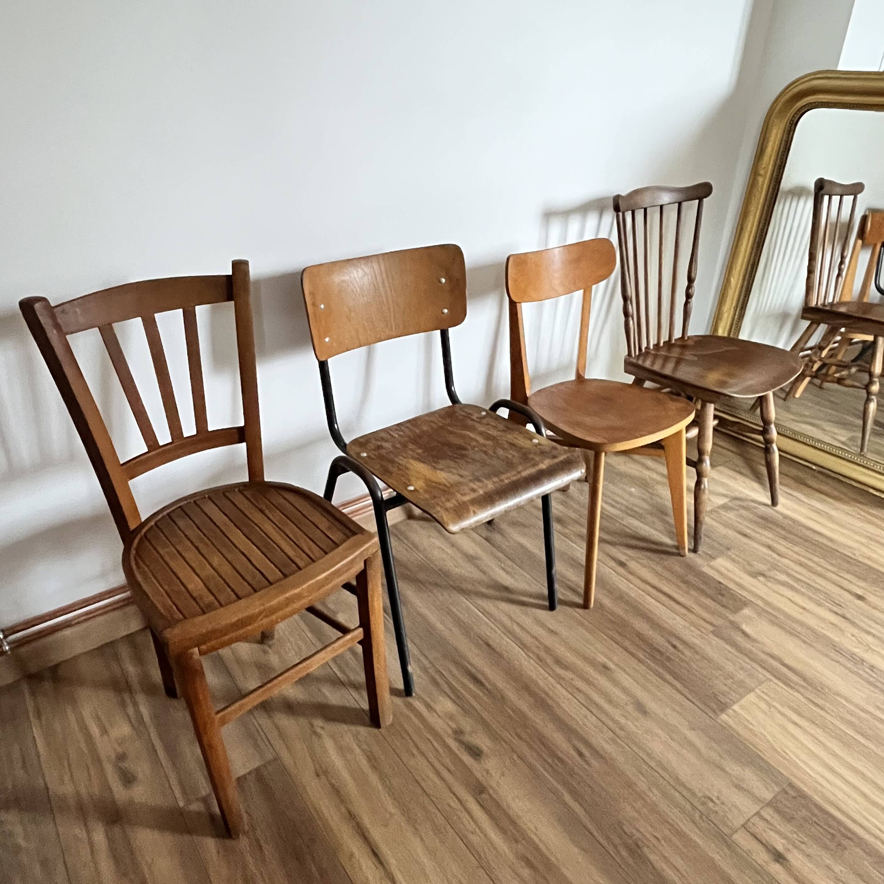 Set of 4 mismatched chairs