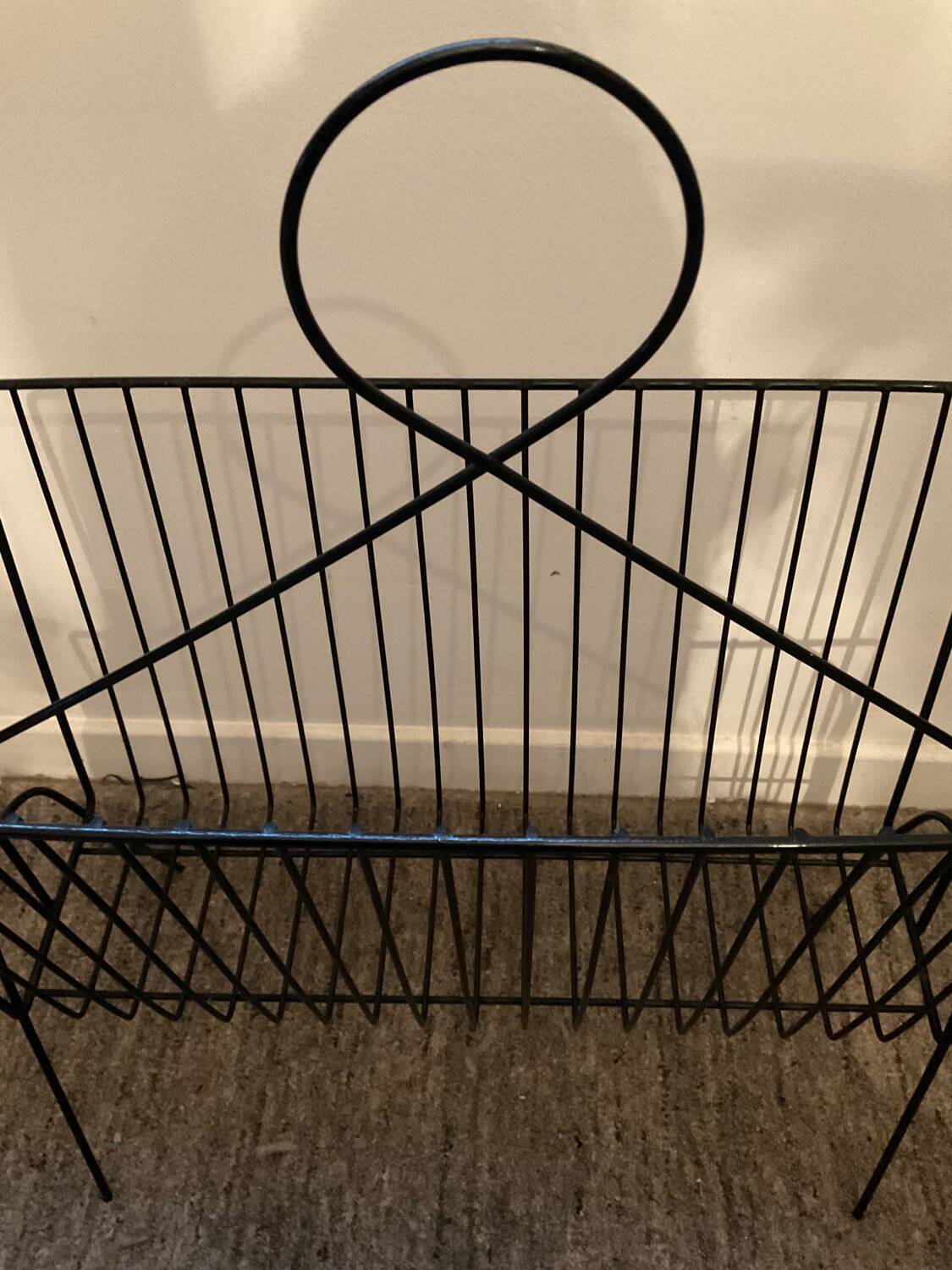 Vintage black wired metal magazine holder