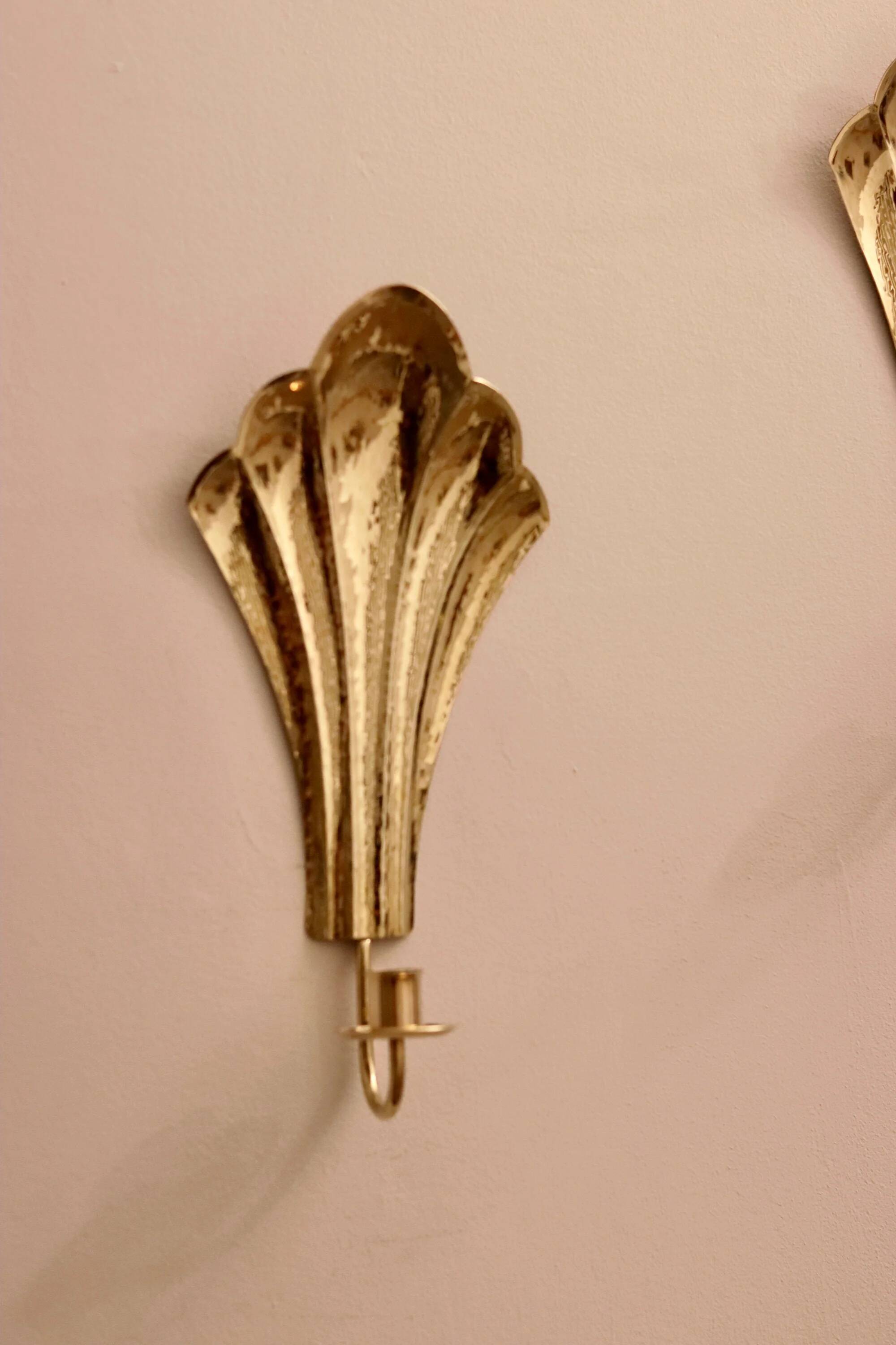 Pair of vintage Swedish brass sconces by Arvika