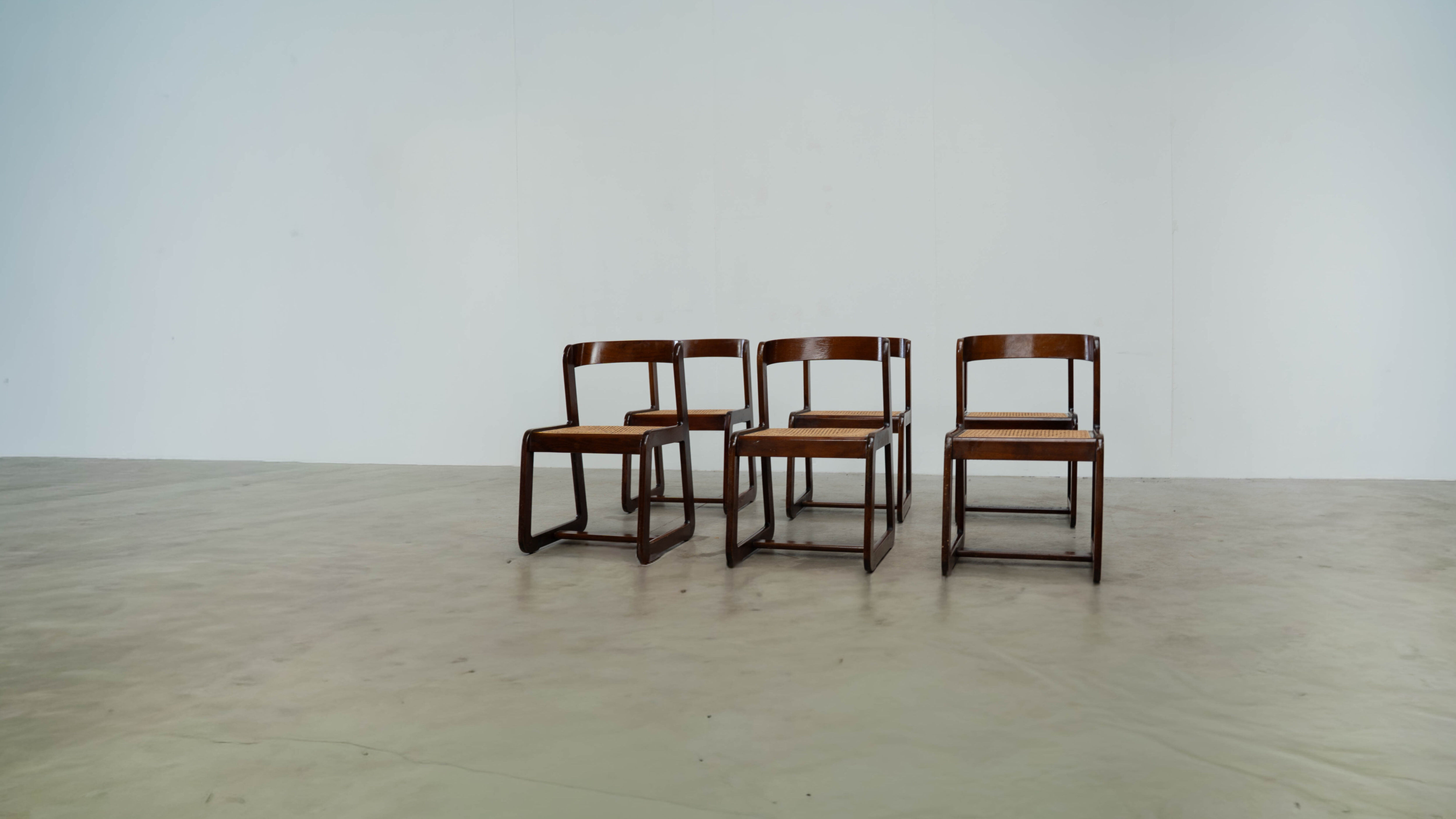 Set of six Italian dining chairs