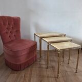 Nested tables in brass and marble, 1950.